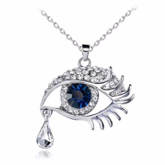 Jewelry - Royal Blue Evil Eye Crystal Pendant Necklace